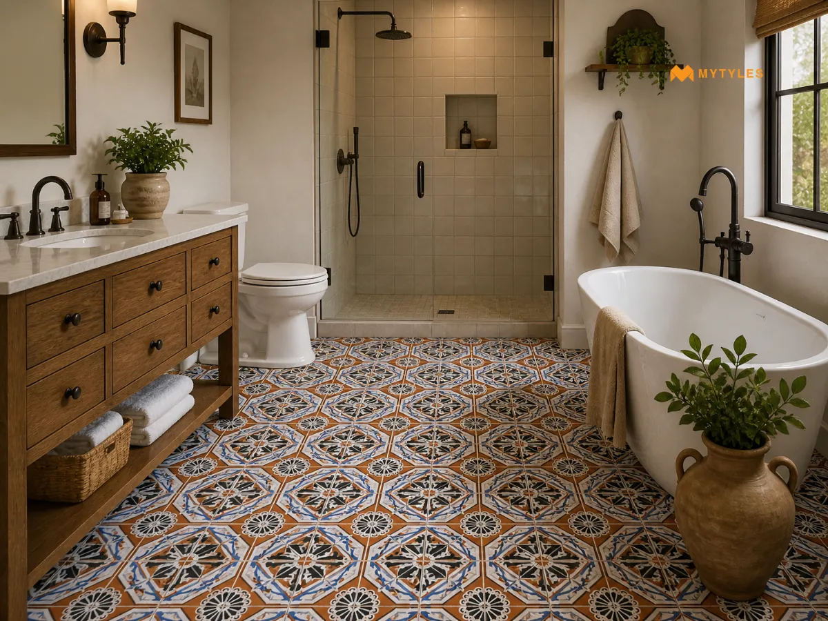 Moroccan Floor Tiles in Bathroom